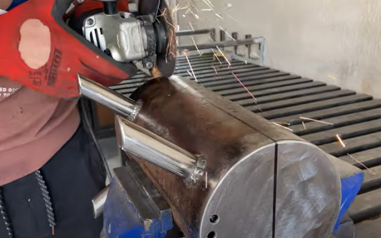 diy outdoor grill cut in half