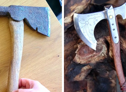Craftsman Turns a Rusty Hatchet Into a Miniature Battle-Axe