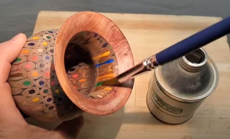diy pencil vase varnish