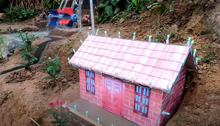 diy mini dam and house complete