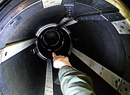 Guy Crawls Down a Torpedo Tube in US Navy Nuclear Submarine