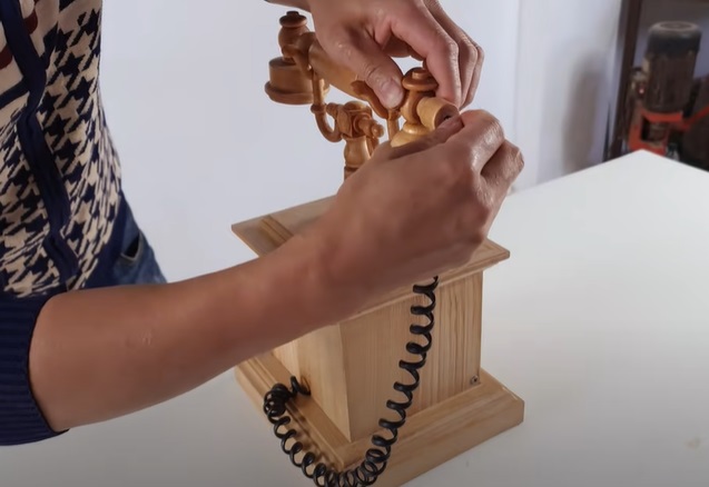 wood antique telephone wire