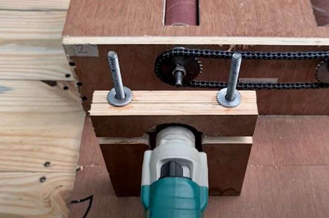 v block sander power drill mount
