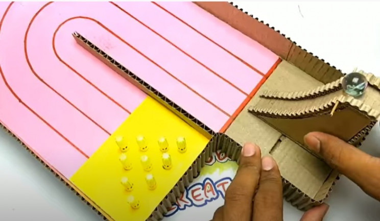 diy cardboard game 3 bowling setup