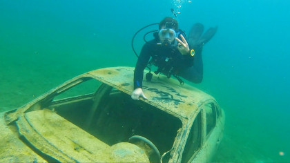 2 Guys Dived into a Rock Quarry and Discovered a Sunken Boat and a Car at 70 Feet Deep