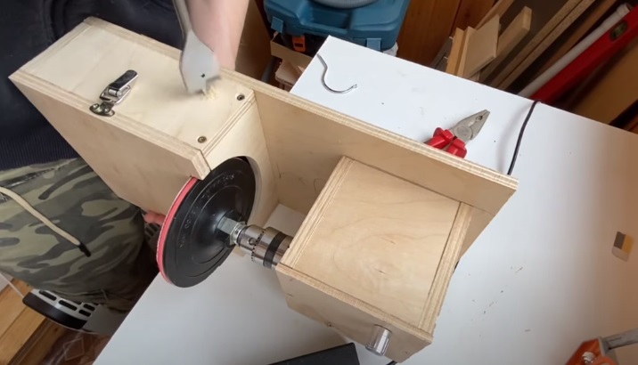 diy disc sander core hole work table