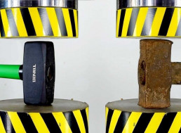 Ultimate battle of old versus new: YouTuber puts items through a hydraulic press test