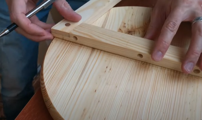 diy floating table matching holes base