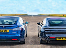 EV Showdown - Tesla Model S Raven with Cheetah vs. Porsche Taycan Turbo S