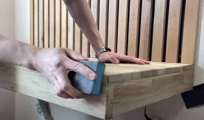 diy floating desk sand down