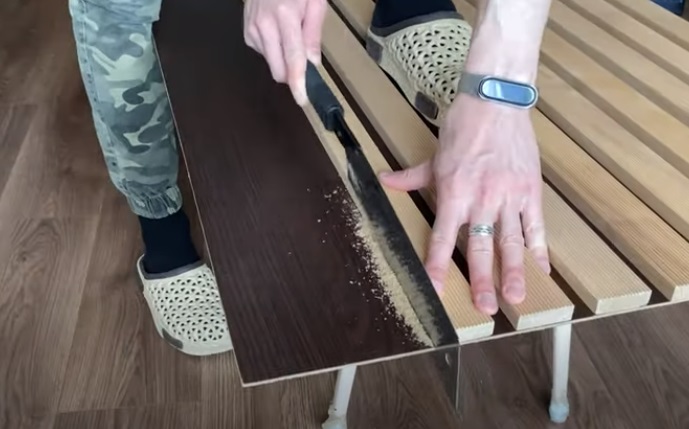diy floating desk backboard