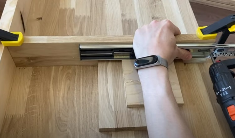 diy floating desk draw slides