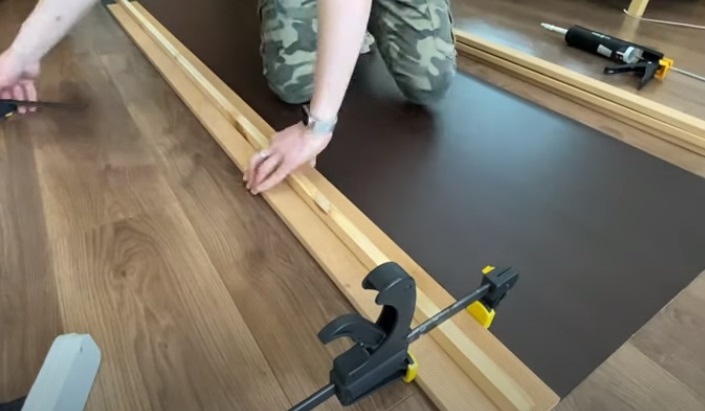 diy floating desk next slat clamp