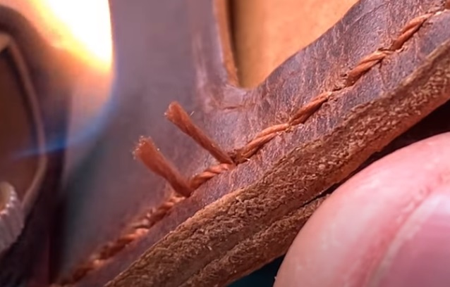 diy leather wallet burn threads