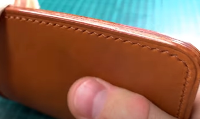 diy leather wallet outer edges polish