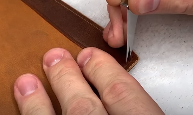 diy leather passport holder punch seams