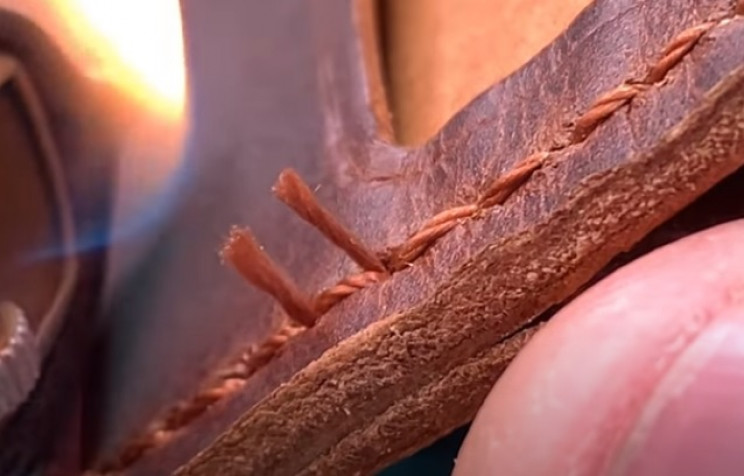 diy leather wallet burn threads