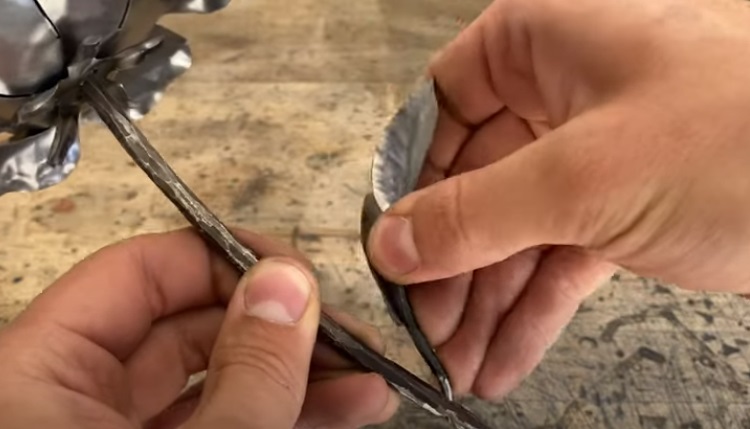 diy steel rose weld leaves