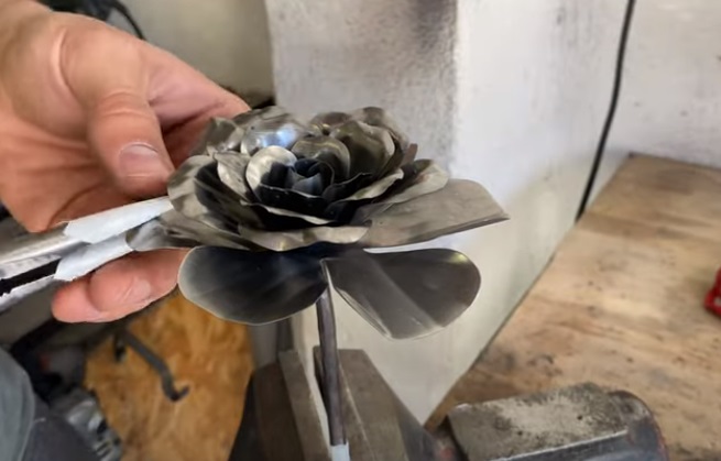 diy steel rose open petals