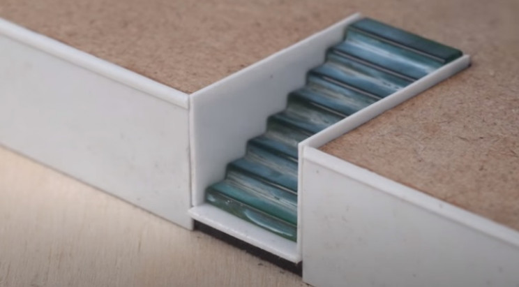 diy train station diorama stairs