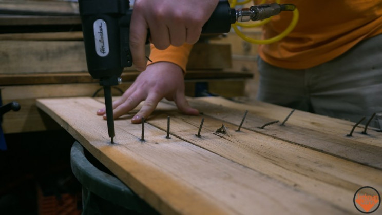 wooden vase nails