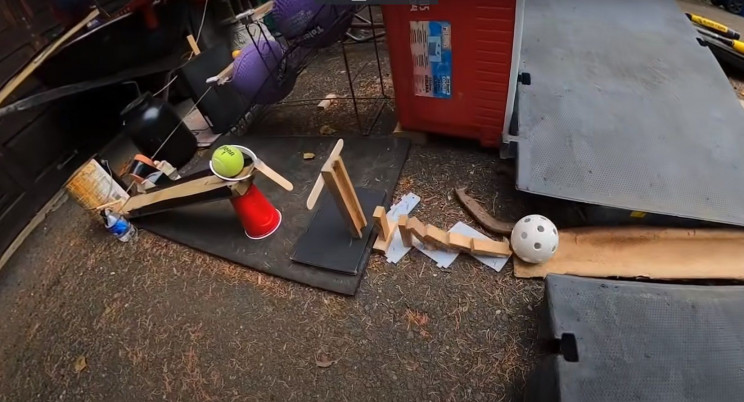 Rube Goldberg trick shot blocks