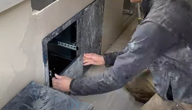 diy grill install cabinets
