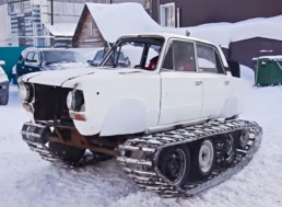 Watch this turbocharged Lada on tracks roaring through the neighborhood