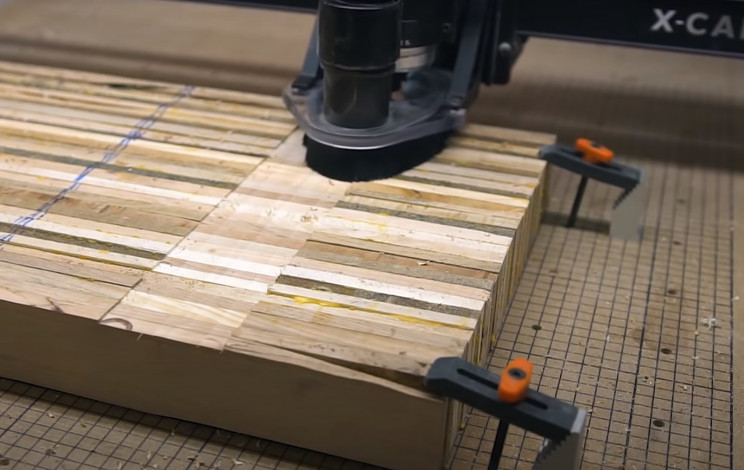 scrap wood guitar cnc flatten