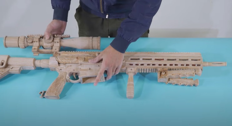 diy wooden sniper rifle final assembly