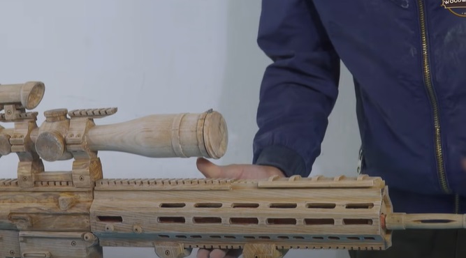 diy wooden sniper rifle final details