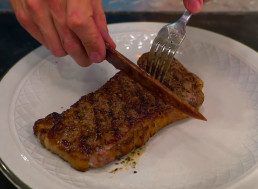 Guy Makes a Knife Out of Steak and Tries to Cut Steak with It