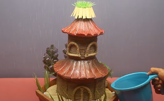 diy hut fountain complete