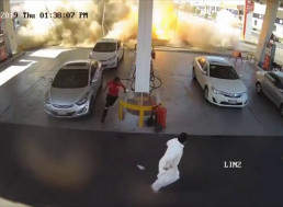 An Underground Gas Tank Suddenly Exploded at a Petrol Station in Saudi Arabia
