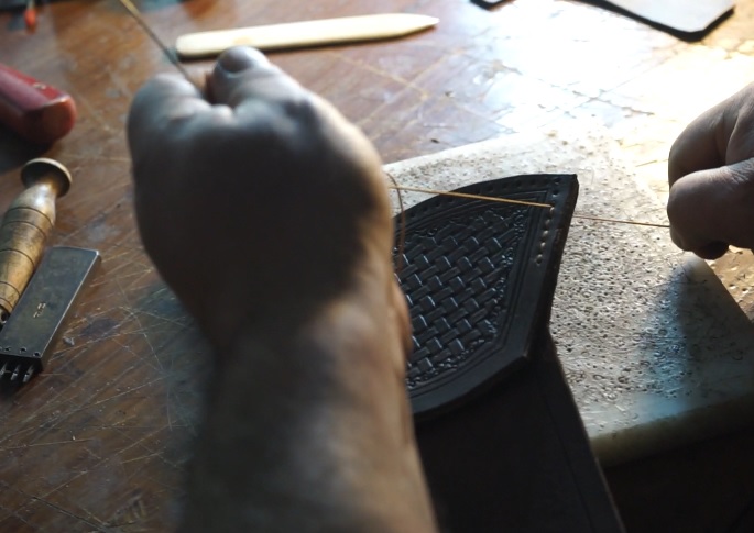 leather axe sheath sewing