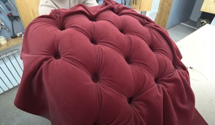 diy footstool fabric dimples