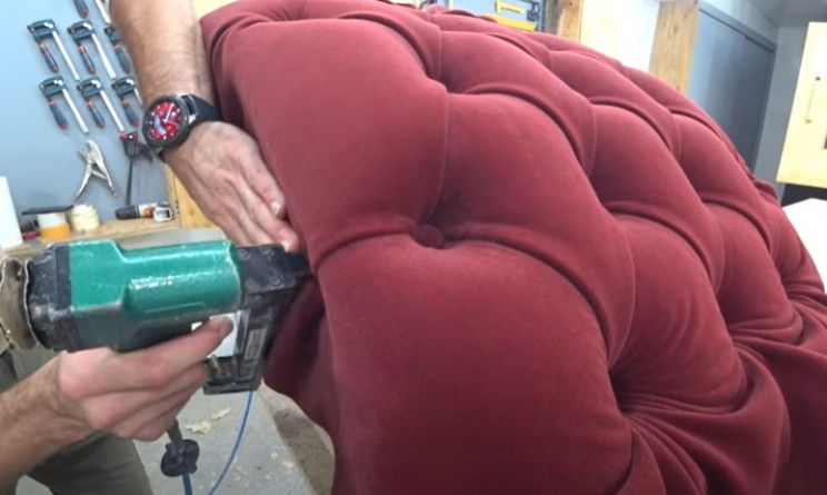 diy footstool staple fabric