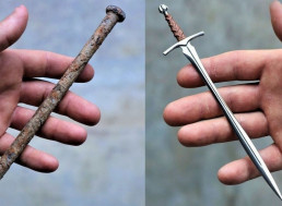 Guy Transforms a Large Rusty Nail Into a Medieval Sword