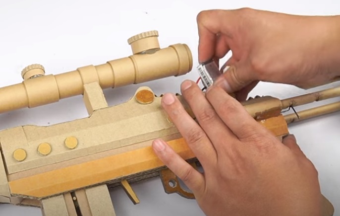 diy cardboard gun connect battery