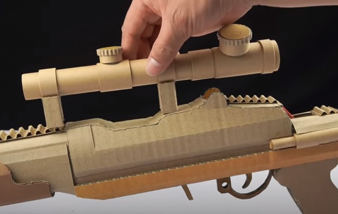 diy cardboard gun scope finished