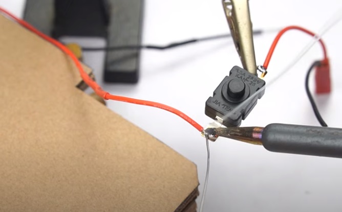 diy cardboard gun solder button