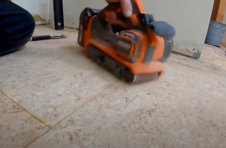 diy tiling sand old floor