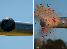 YouTubers Put a Watermelon Against a 155-MPH Helicopter. With Baseball Bat Blades?