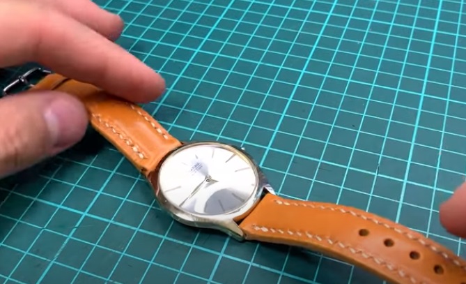diy leather watch strap complete