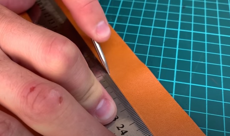diy leather strap score leather